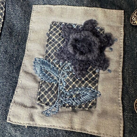 Vintage Vest Napa Valley 90's Denim Patchwork‎ Embroidery Crochet Detail Size M - Picture 8 of 8